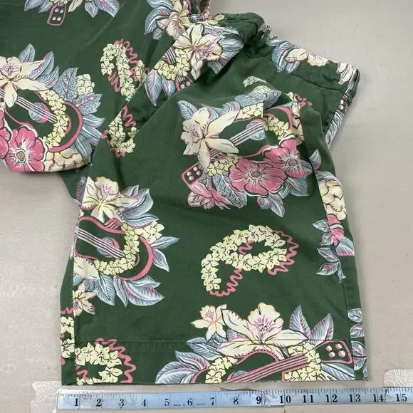 Vtg Polo Ralph Lauren Floral Shorts Mens 36 Green Tropical Floral Ukelele Y2K - Picture 9 of 14
